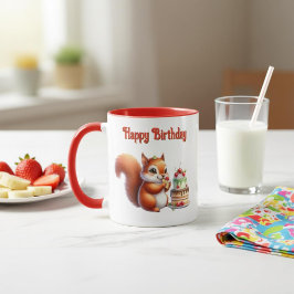 Taza Cumpleaños Ardillita con Torta 