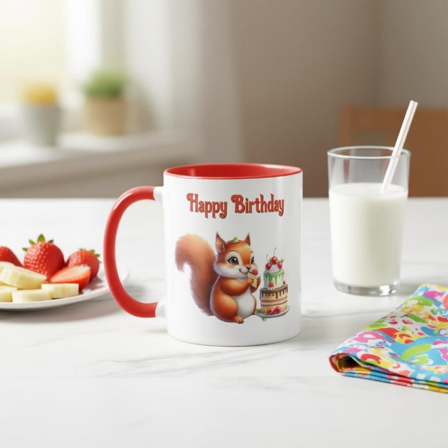 Taza Cumpleaños Ardillita con Torta  (Subido por el creador)