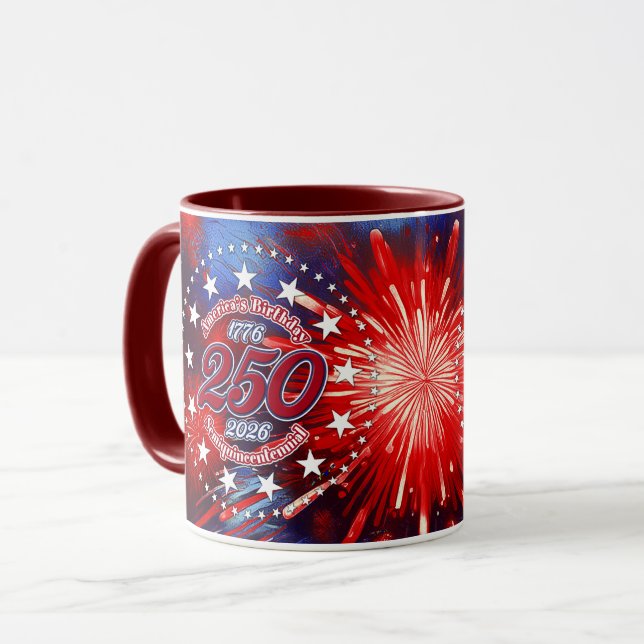 Taza Cumpleaños de América Ráfaga de Fuegos Artificiale (Anverso izquierdo)