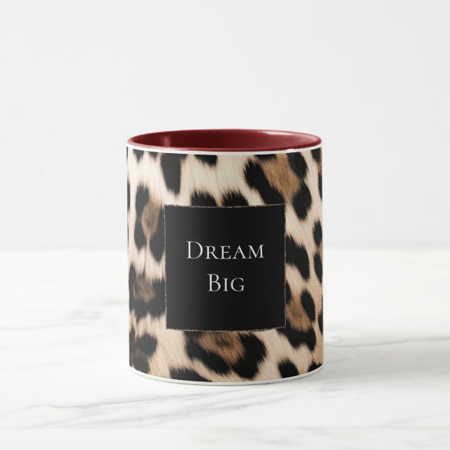 Taza Cumpleaños de animal leopardo crema (Centro)