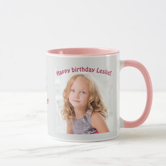 Taza Cumpleaños de la Edad y las Fotos de los Niños Per (Derecha)