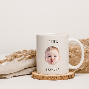 Taza Cumpleaños del abuelo, regalo de papá con cara de