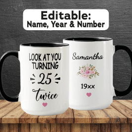Taza Cumpleaños divertido de 50 años: nombre y año de n