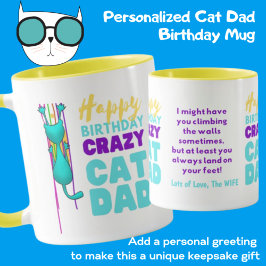 Taza Cumpleaños divertido del padre gato - Trepando las