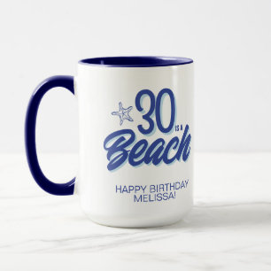 Taza Cumpleaños en la Playa 30 Tendy Dibujado a Mano