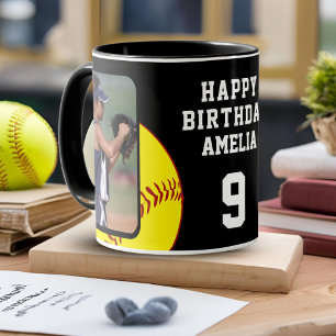 Taza Cumpleaños Feliz 2 Fotos Pelota Softbol
