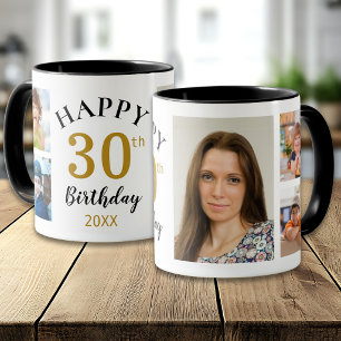 Taza Cumpleaños Feliz 30 Personalizado Collage de 5 Fot