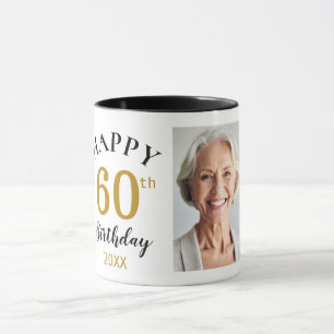 Taza Cumpleaños Feliz 60 Personalizado Collage de 5 Fot