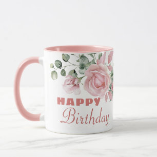 Taza Cumpleaños Feliz con Flores Personalizadas