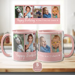 Taza Cumpleaños Feliz Personalizado 5 Collage de fotos<br><div class="desc">Un regalo único para los abuelos por su cumpleaños con tipografía de feliz cumpleaños y 5 fotos de nietos con sus nombres.</div>