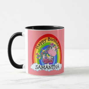 Taza Cumpleaños Feliz Sirena Rosa Monada