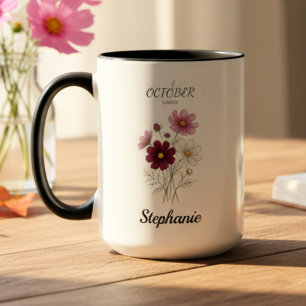 Taza Cumpleaños Flor de Nacimiento de Octubre Cosmos