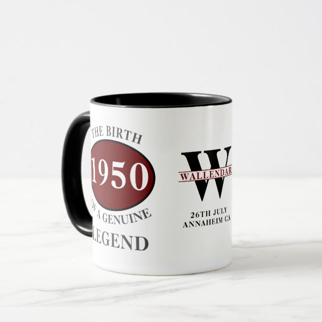 Taza Cumpleaños Personalizado 1950 Elegante Leyenda Mon (Anverso izquierdo)