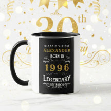 Cumpleaños Personalizado 30 Born 1996 Vintage Negr