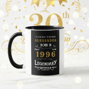 Taza Cumpleaños Personalizado 30 Born 1996 Vintage Negr