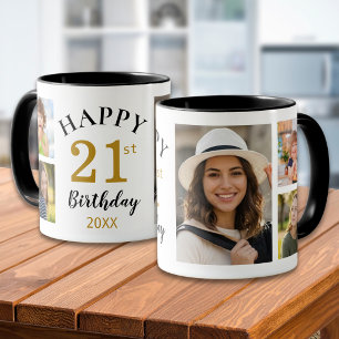 Taza Cumpleaños Personalizado Feliz 21 5 Collage de Fot