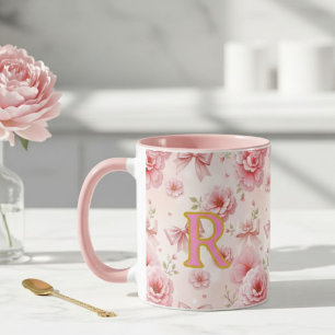 Taza Cup with initial, Romantic cup, mug for her