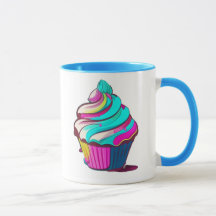 Cupcake de goteo de arcoíris