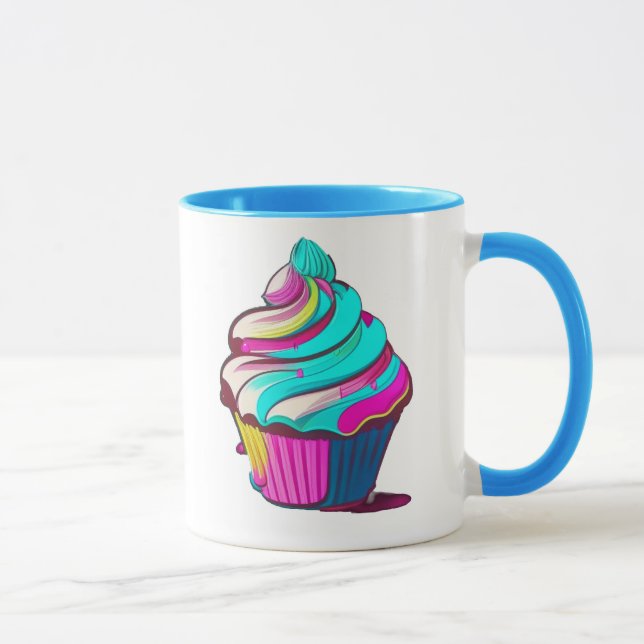 Taza Cupcake de goteo de arcoíris (Derecha)