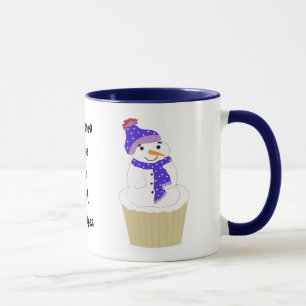 Taza Cupcake de muñeco de nieve con dicho