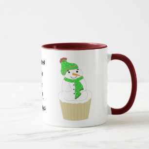Taza Cupcake de muñeco de nieve con dicho