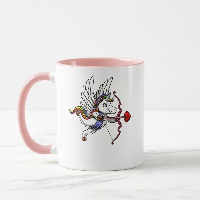 Taza Cupido Día de San Valentín de unicornio (Izquierda)