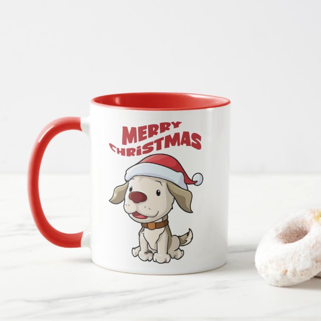 Taza Cuppy cachorro Feliz Navidad (Con donut)