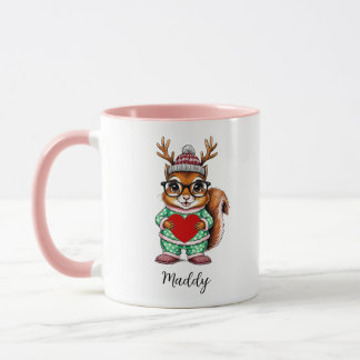 Taza Cura ardilla infantil Navidades personalizados Mug