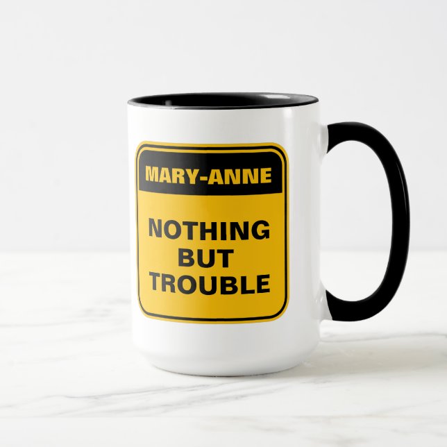 Taza Curiosa señal de camino amarilla sólo problemas (Derecha)