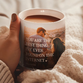Taza Curioso Collage de fotos en línea Pareja 4