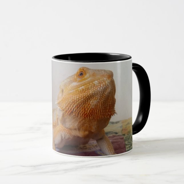 Taza Curioso Dragón con barba - Diseño de foto divertid (Anverso derecho)