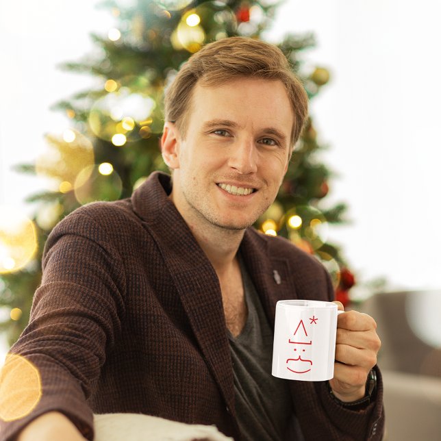 Taza Curioso emoticono Santa Cute Geek Nerd Hot Cocoa L (Funny Emoticon Santa Cute Geek Nerd Hot Cocoa Milk Mug)
