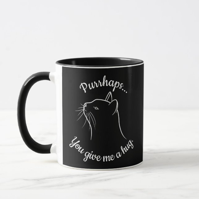 Taza Curioso gato humorístico negro mugre blanco (Izquierda)