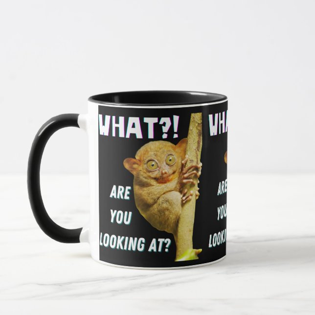 Taza Curioso Misericordioso ¿Qué Estás Mirando? (Izquierda)