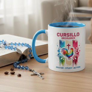 Taza Cursillo DeColores Gallo y Cruces Pinceladas
