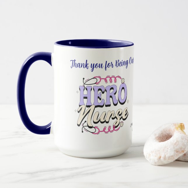 Taza Curte Gratitude Nurse Blues Typography PERSONALIZA (Con donut)