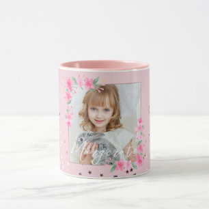 Taza Curte personalizado de una foto rosada