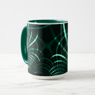 Taza Curvas punteadas en combinación de verde selva y n