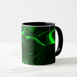 Taza Curvas y pliegues de color verde sobre fondo oscur