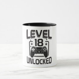 Taza Custom Age Level 18 Unlocked Birthday Gamer Mug
