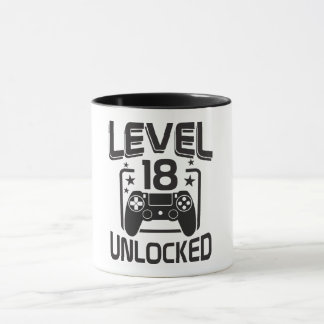 Taza Custom Age Level 18 Unlocked Birthday Gamer Mug