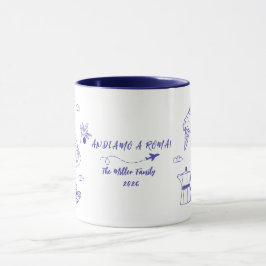 Taza Custom Andiamo a Roma Italy Family Vacation Blue 