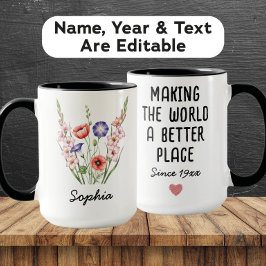 Taza Custom August Birth Flower - Personalized Name