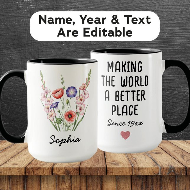 Taza Custom August Birth Flower - Personalized Name (Subido por el creador)