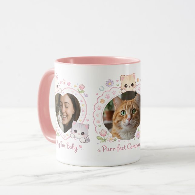 Taza Custom Cat Lover Mug with 3 Photos | Personalized  (Anverso izquierdo)