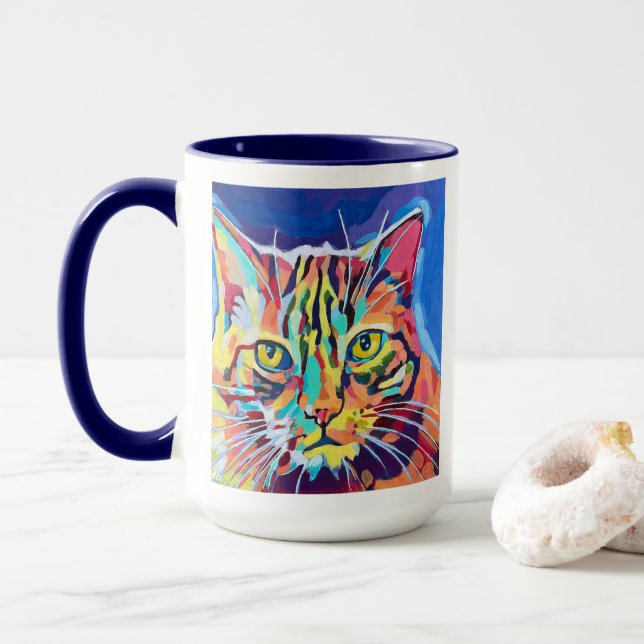 Taza Custom Cat Portrait Painting - Forever Loved Pet (Con donut)