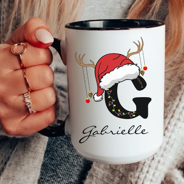 Taza Custom Christmas Coffee Mug Gift for Coworkers (Santa Claus mug, Christmas mug gift, personalized family mug, monogram holiday mug for coworkers,)
