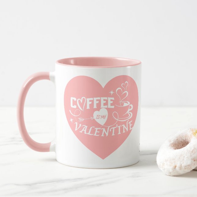 Taza Custom Coffee Lover Pink Heart Arrow Valentine (Con donut)