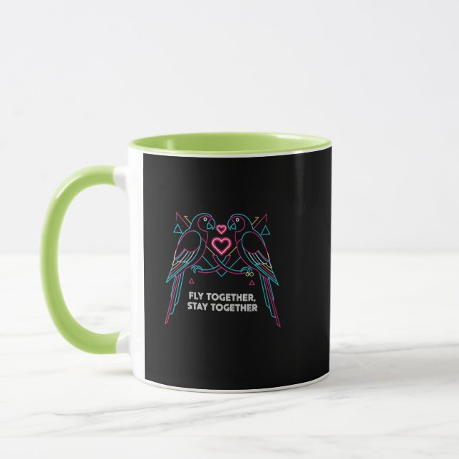 Taza Custom Couple Anniversary Neon Parrots Winter Hood (Izquierda)
