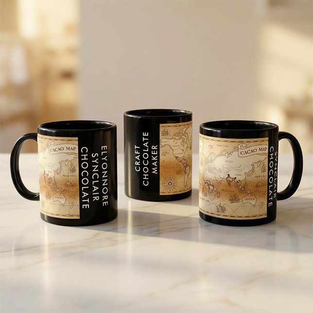 Taza Custom Craft Chocolate Maker Vintage Cacao Map (Subido por el creador)
